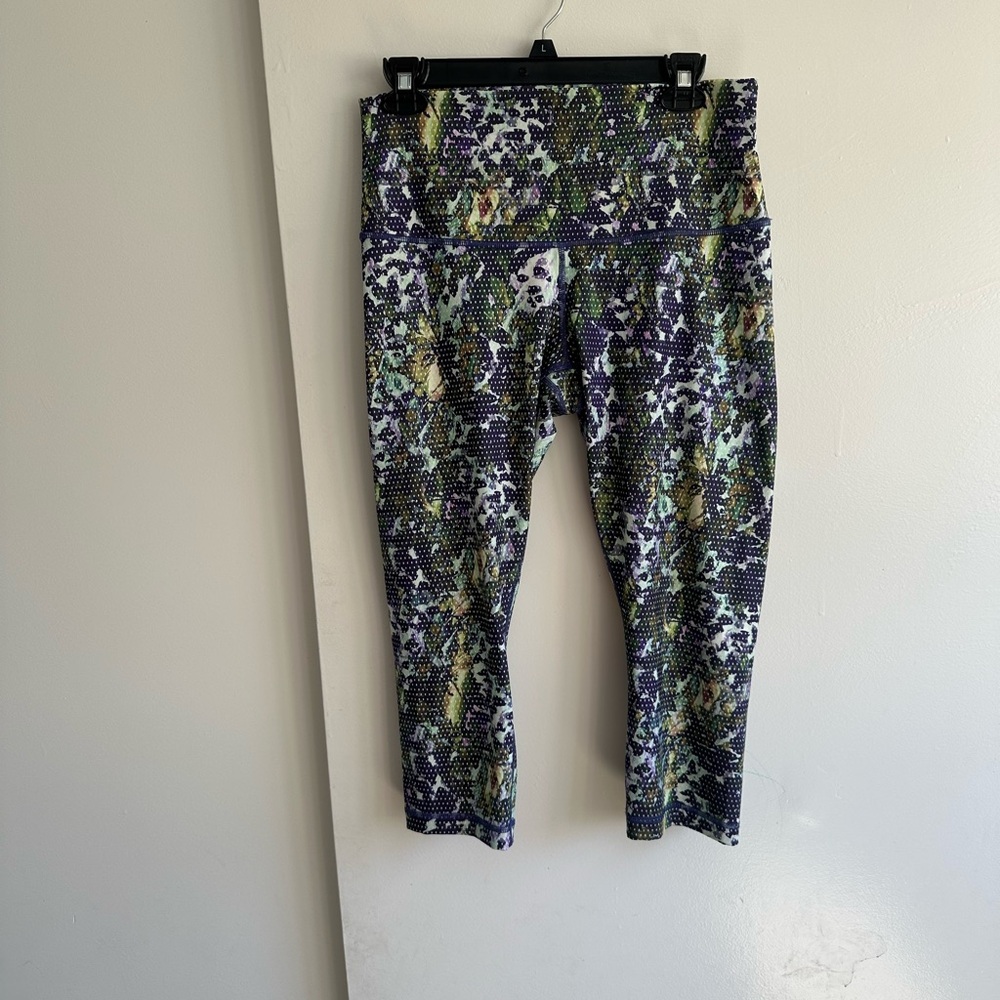 lululemon athletica Black, Purple & Green Cropped Printed Leggings